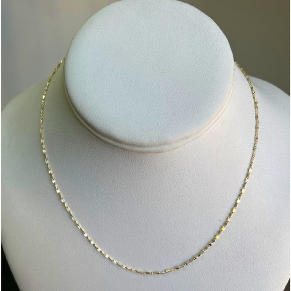 14K Yellow Gold diamond cut flat Snail Chain 16” inches